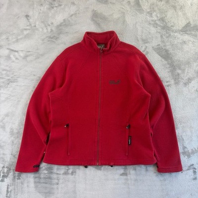 Jack Wolfskin Polartec Fleecejacke rot durchgehender Reißverschluss Damen Large UK 16