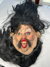 Vintage 1999 Bearded Lady Mask with Hair - Paper Magic Group Halloween Mask