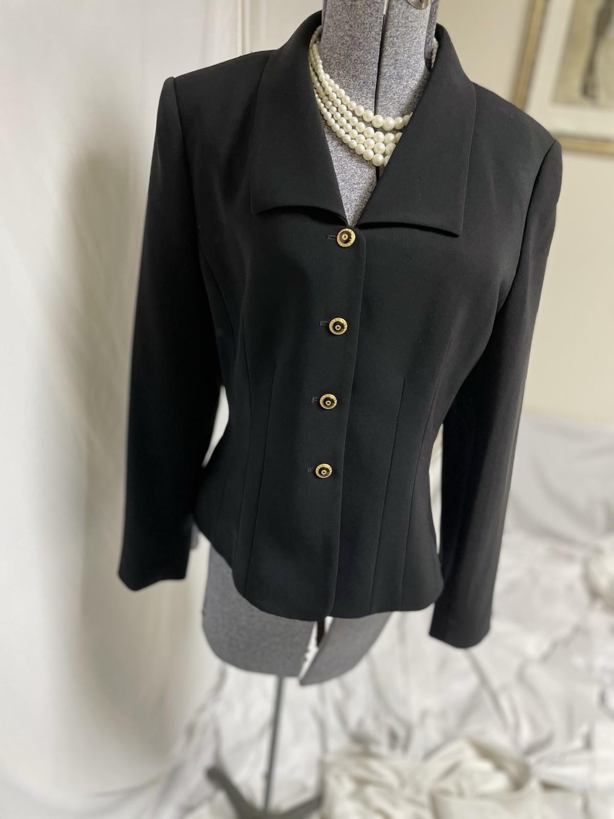 Le Suit Blazer Size 10 Black Suit Seperates Jacket Gold Tone Buttons Executive