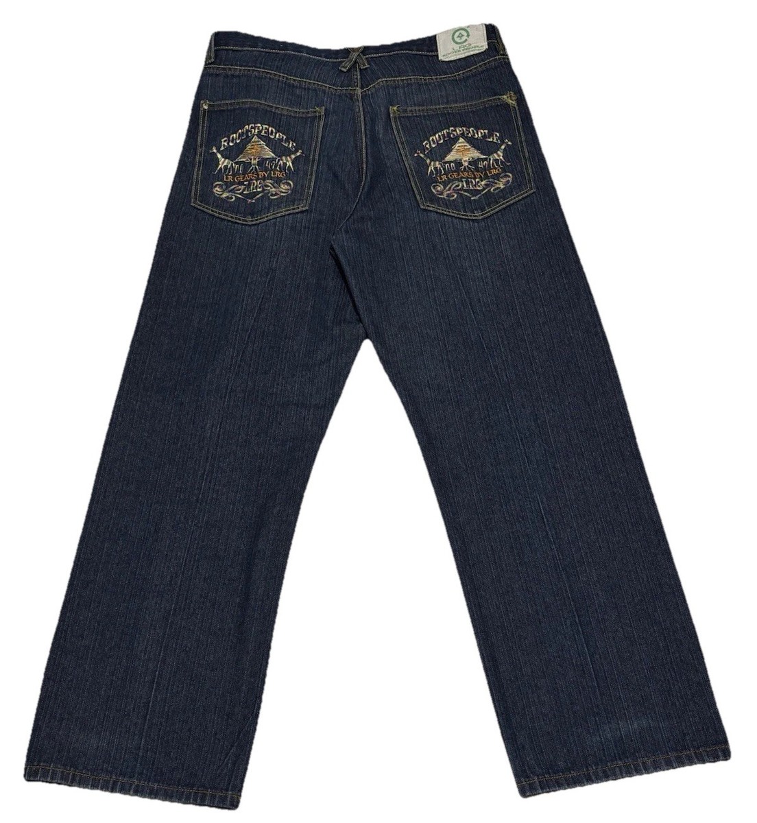 Vintage LRG Blue Jeans Mens 36 x 30 y2k Baggy Hip Hop Embroidered