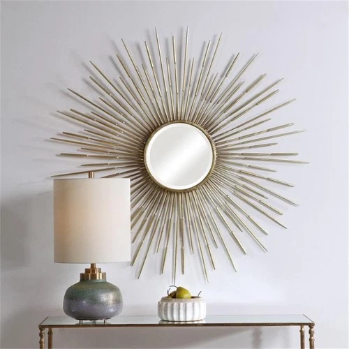 Uttermost Golden Iron and MDF Rays Starburst Mirror in Antique Gold - Picture 2 of 8