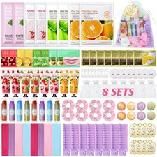 104PCS Sleepover Spa Party Supplies, Include Face Masks, Lip Balm, Hand Cream...