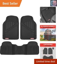 Flextough Performance All Weather Rubber Car Floor Mats - 3 Piece Floor Mats ...