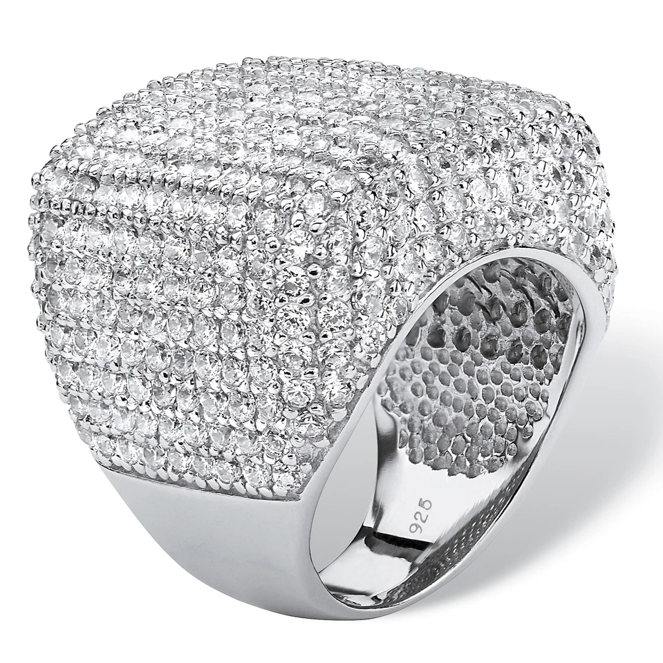 6.76 TCW Round Cubic Zirconia Pave .925 Sterling Silver Dome Ring — 第 2/4 张图片