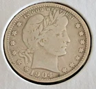 1904 O Barber Silver Quarter VG/F Condition - 5 Liberty letters. 90% Silver