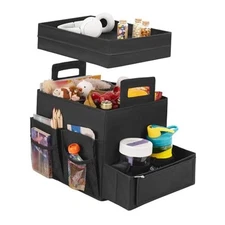  Trunk Organizer for Car, Car Organizer with Lid, Seat Back Medium Black