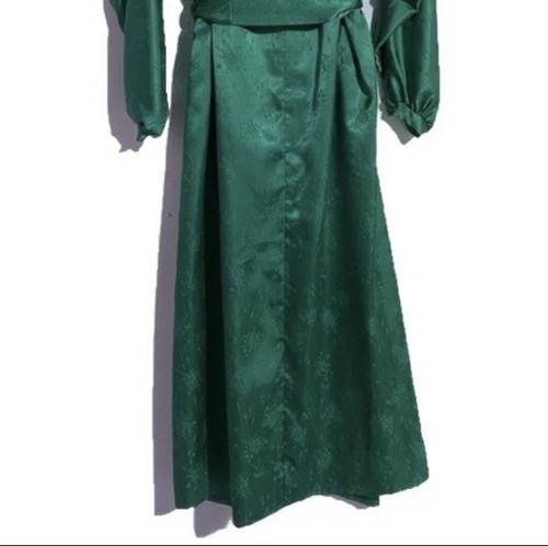 Christian Dior Vintage Floral Long Satin Robe Women Size M Green Feminine 80s - Picture 6 of 8