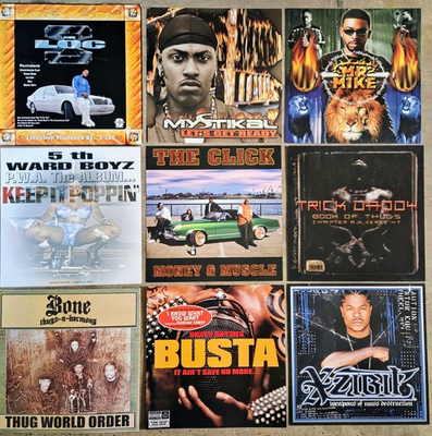 #ad RAP ALBUM FLATS #2 LOT OF 9 Bone Thugs Busta Rhymes Xzibit The Click and more $120.00