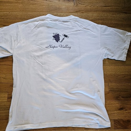 VINTAGE Wine Shirt Napa Valley Adult XL White 1992 Wine Bottles Single Stitch - Picture 3 of 17
