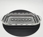 Vintage Anchor Hocking Wexford Rectangular Relish Tray Diamond Pattern Handles