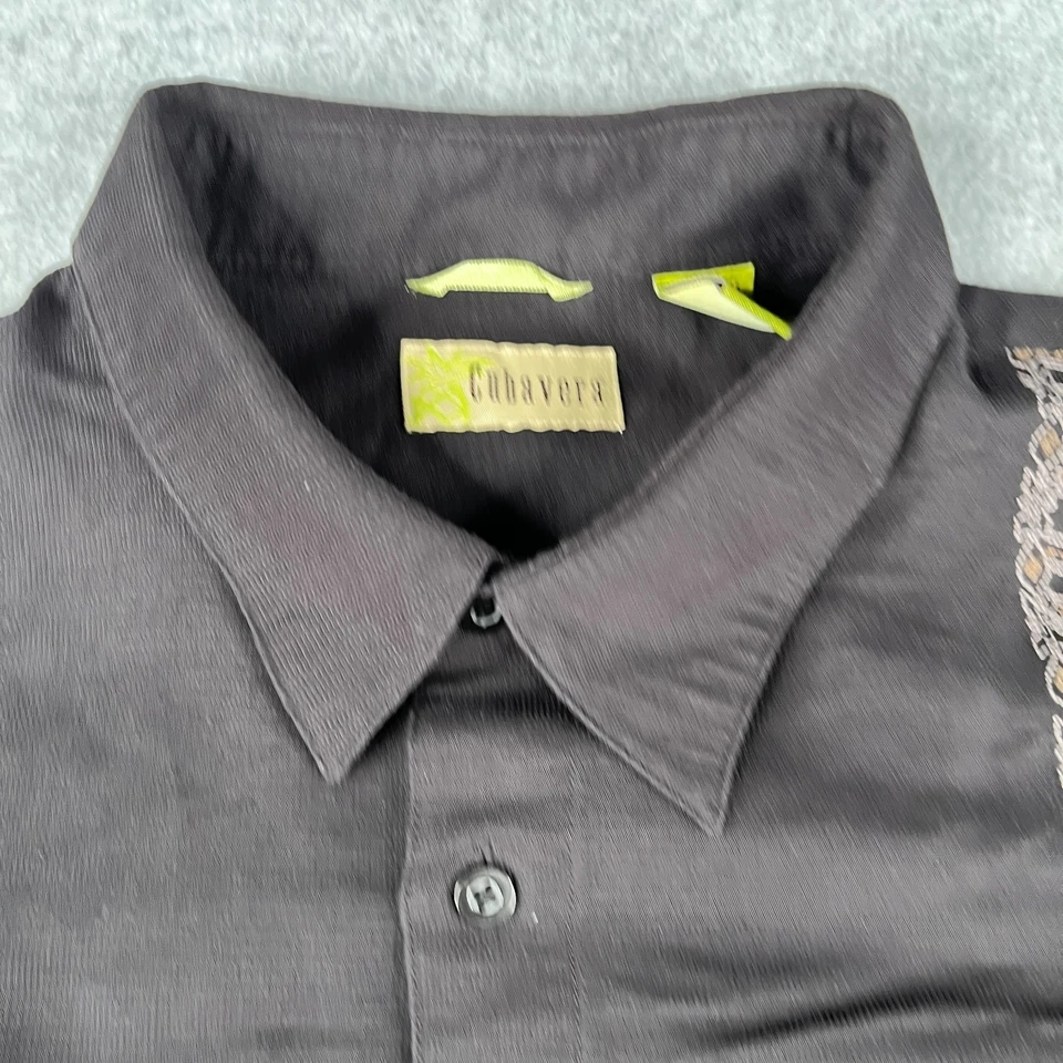 Cubavera Shirt 3X Black Embroidered Button Up Long Sleeve CAsuaL Mens - Image 4 of 4