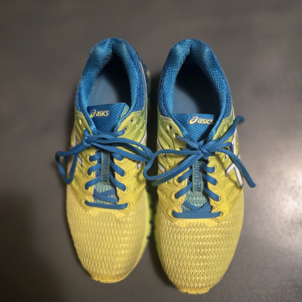 Asics Gel Quantum 180 Running Shoes T6G2N Blue Neon Yellow Lace Up Sz 9 4E Mens 11.5 Asics Gel Quantum 180 Running Shoes T6G2N Blue  main image 3
