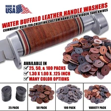 Water Buffalo Leather Knife Handle Washers - Oval - 1.25in - 25, 50, & 100 packs