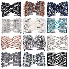 12 PCS Beaded Hair Side Combs Clips - Double Bun Maker Accessories for Thick Wav