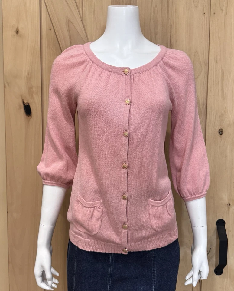 Juicy Couture Cardigan Women's Size S Pink Cotton Linen Sweater - Image 2 of 4