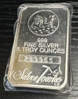 5 oz. SilverTowne Silver Bar - Trademark Prospector Design - 999 Fine