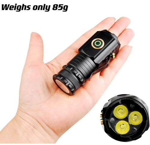 Thumb Flashlight, German Three-Eyed Mini Flash Super Power Flashlight Waterproof - Afbeelding 1 van 12