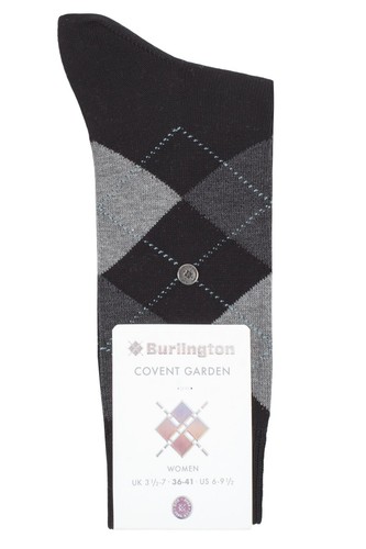 Argyle Socks Burlington Womens Covent Garden Cotton Various Colours- 1 Pair Pack - Picture 2 of 12