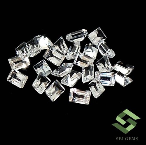 3x2 mm Natural White Topaz Baguette Cut Lot 25 Pcs 2.60 CTS Faceted Gemstones - Picture 3 of 5