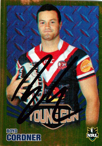 Signed 2012 Sydney Roosters NRL Telegraph Young Gun Rookie Card - Boyd Cordner - Picture 1 of 3