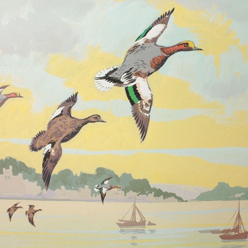 Martin Garvey painting gouache The Estuary Fowey mid 20th century vintage - Picture 4 of 7