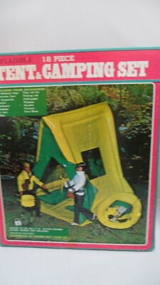 ACTION FIGURE INFLATABLE 18 PC TENT & CAMPING SET FOR DOLLS VINTAGE RARE 1977