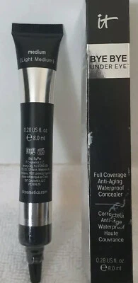 It Cosmetics Bye Bye Under Eye Concealer brandneu in Verpackung LICHT-MEDIUM Farbton volle Größe 8ml
