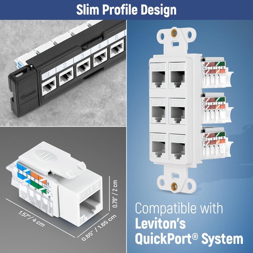Keystone Buchsen 45° abgewinkelt RJ45 Cat6 Klinke Slim Buchse RJ45 Stecker Klinke 10er Pack - Bild 4 von 9