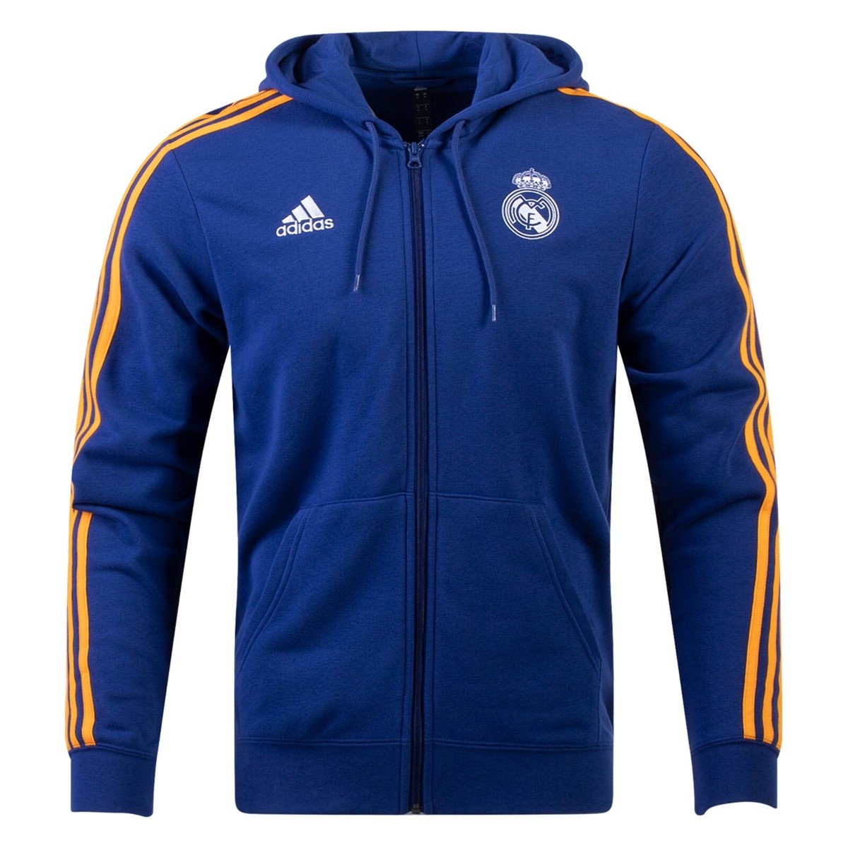 adidas Real Madrid フルジップジャージ ADIDAS REAL MADRID 21/22 3-STRIPES FULL-ZIP HOODIE (BLUE) | eBay