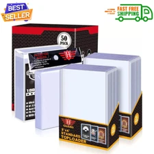 Trading Card Sleeves Hard Plastic Clear Case Holder 200 Baseball Cards Topload!!