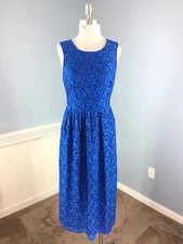 Pins & needles Royal Blue Lace Overlay Midi Dress M Cocktail Party Open Back