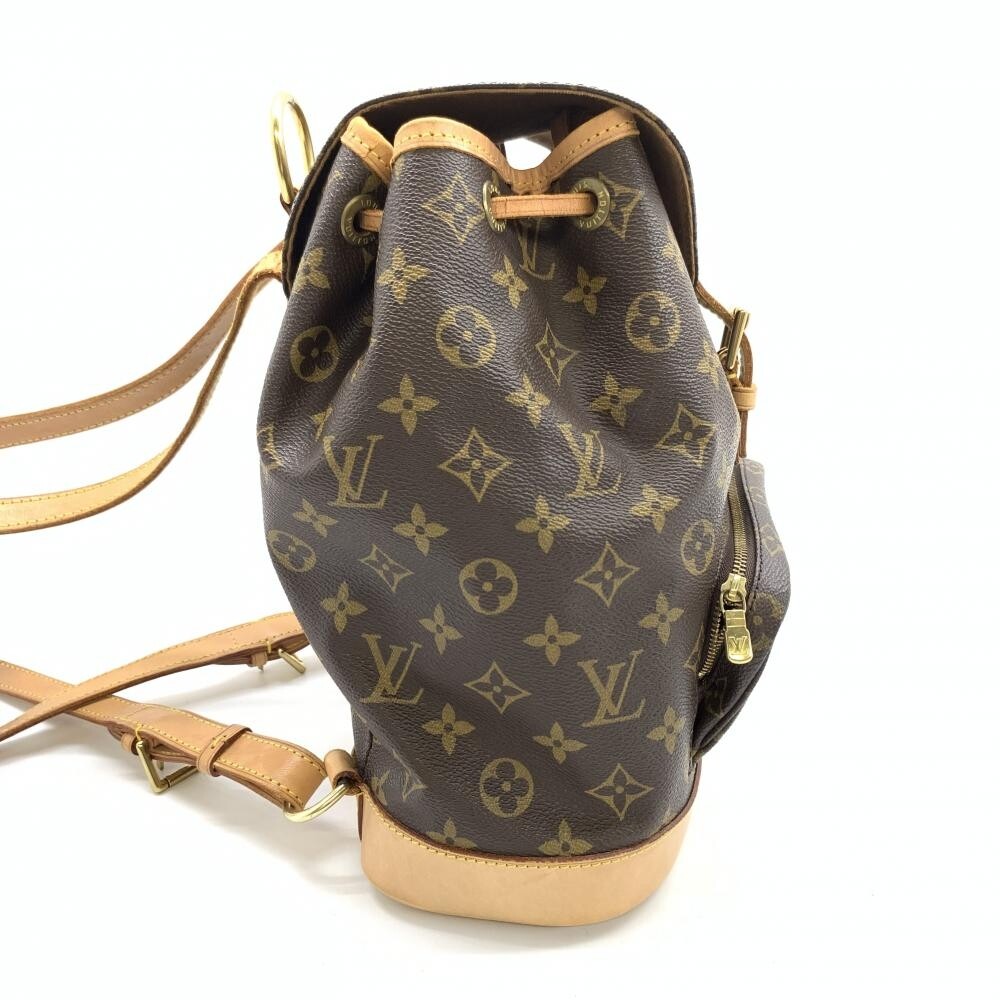 LOUIS VUITTON Backpack Monsli MM Monogram Drawstring Brown Beige 