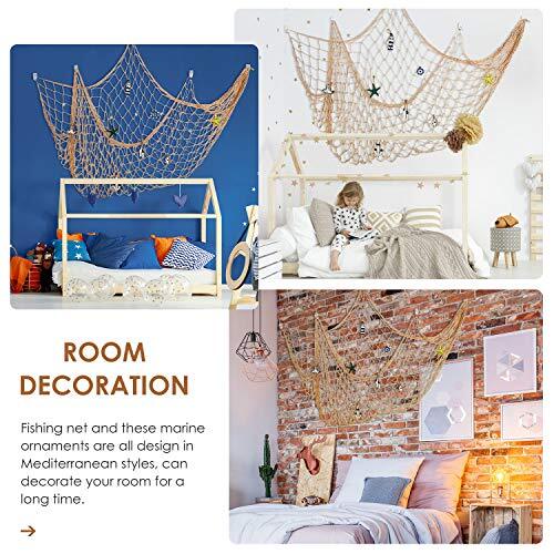 Decorative Fishnet Nautical Fishing Net Wall Hanging Decor, 8 Pieces White - Imagen 5 de 8