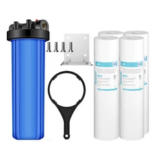 SimPure 20 Inch Whole House Water Filter Housing &4P 20" x 4.5" Sediment System