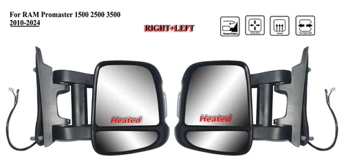 Pair Left+Right Side Door Mirror Long Extended Arm Power for 10-24 RAM Promaster