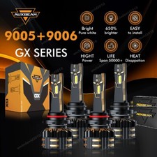 9005 9006 LED Headlights Kit Combo Bulbs 6500K High Low Beam Super White Bright