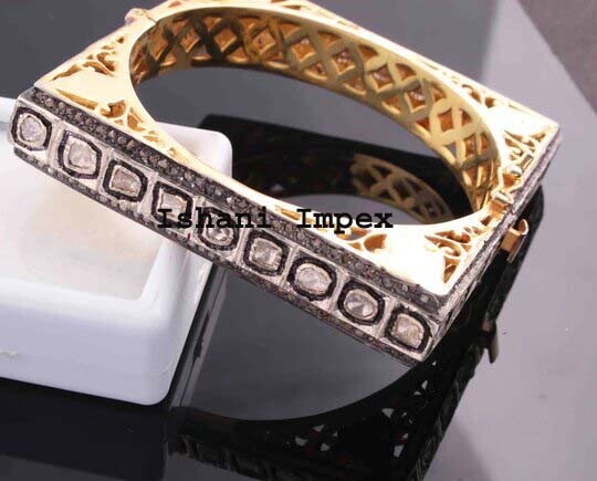 Bangle Jewelry Rosecut Diamond Uncut Polki 925 Sterling Silver Bracelet-image