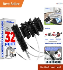 32 Feet Flexible Dryer Vent and Chimney Brush Kit - Lightweight and Effective
