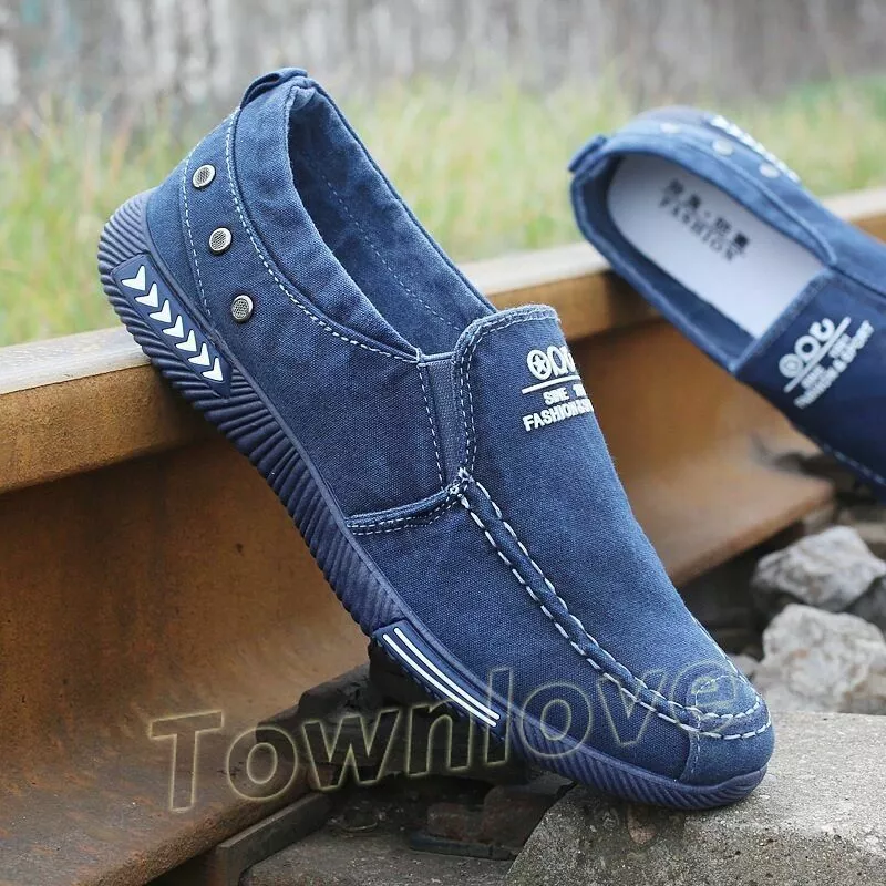 Men Flat Casual Comfortable Jean Canvas Shoes Fashion Loafers | eBay