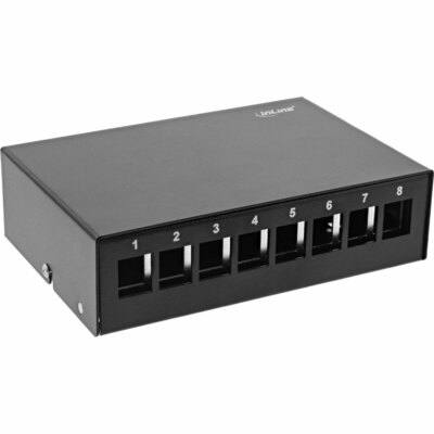 InLine  Patchfeld-Dose Aufputz für 8x Keystone RJ45 Metall schwarz RAL9005 