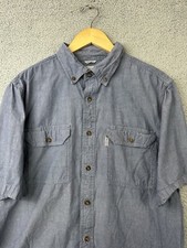 Carhartt Relaxed Fit Work Shirt Mens Large Blue S/S Chambray Pockets S200 499