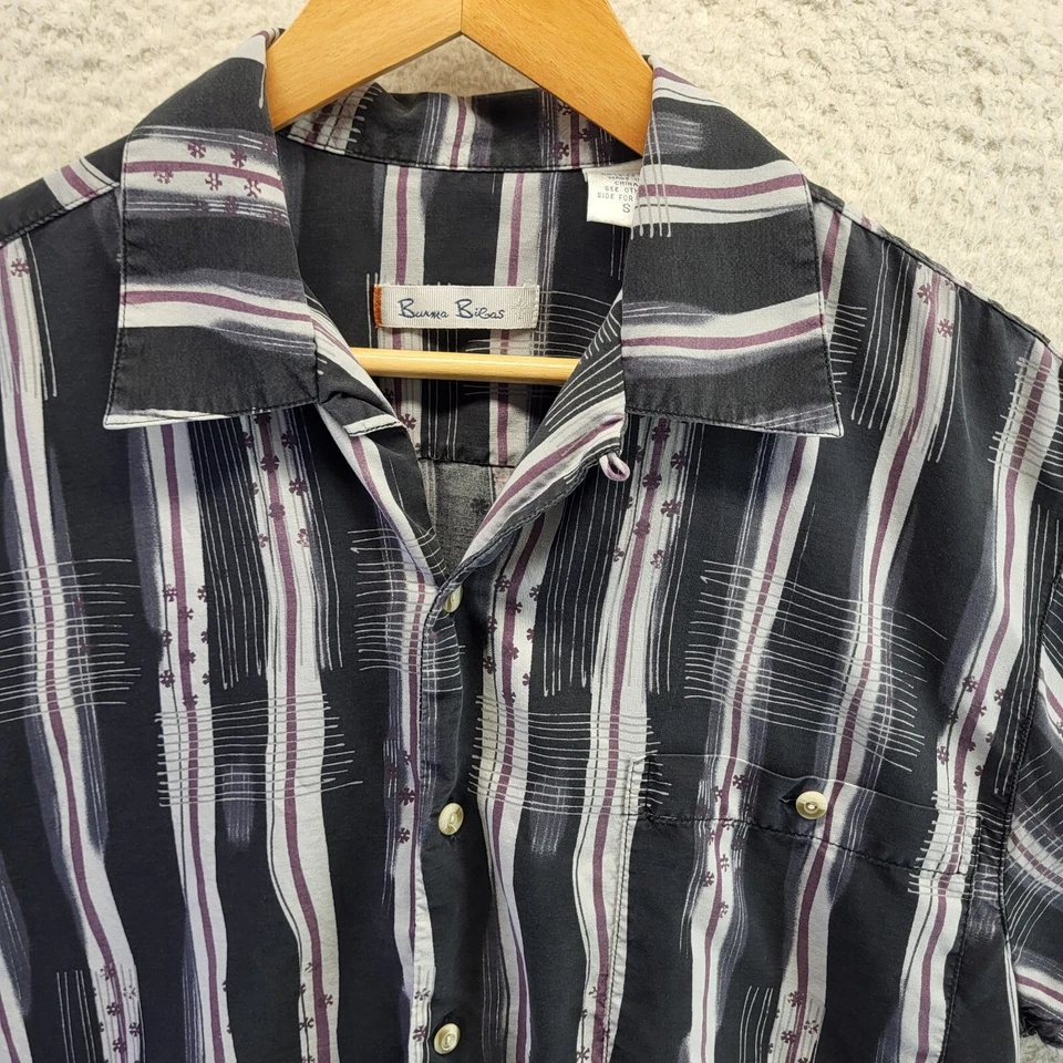 VTG Burma Bibas Mens Hawaiian Shirt Small Silk 90’s Abstract Night Club Disco - Image 2 of 4