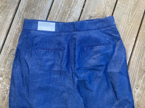 NEW ANN TAYLOR The Wide Leg Crop Pant Blue With White Speckles 12P Petite - Picture 7 of 9