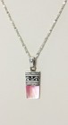 Sterling Silver Pink MOP Pendant Glitter Chain Necklace 18" - 2751