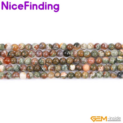 Natural 3A Green Rhyolite Jasper Round Gemstone Beads For Jewelry Making 15" US - Picture 33 of 37