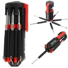 Multi Portable 8 In 1 Screwdriver Tools Set with 6 LED Flashlight Torch FZ 895 