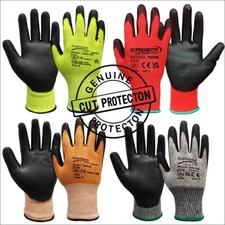 MECHANICS BUILDERS WORK GLOVES SAFETY PU GRIP ANTI CUT 5 GARDEN CONSTRUCTION