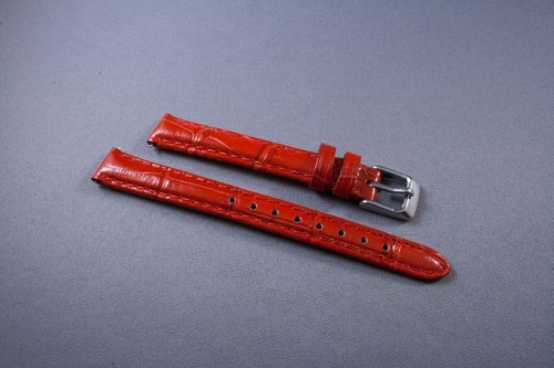 12mm Strait End Red 100% Genuine Leather Watch Band,Strap,Interchangeable Woman - Picture 4 of 6