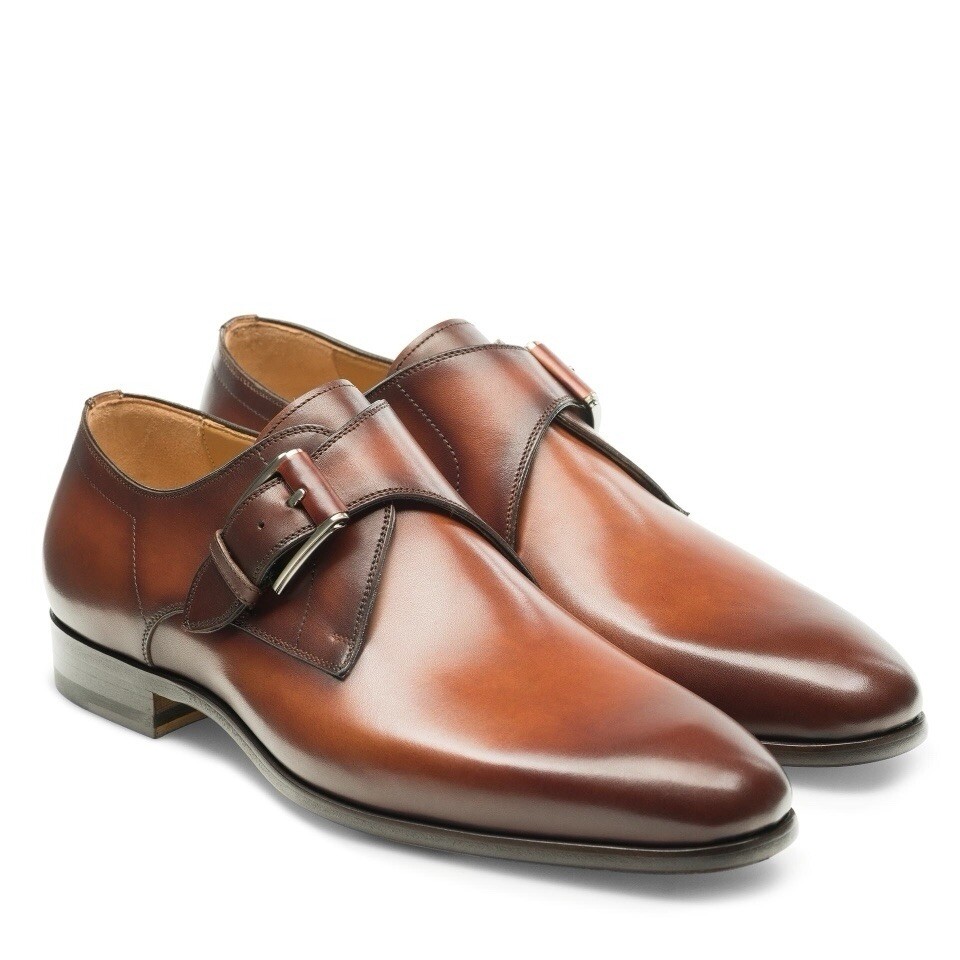 Magnanni Marco Leather Monk Strap Shoes Tobacco Cognac Brown  display picture 1