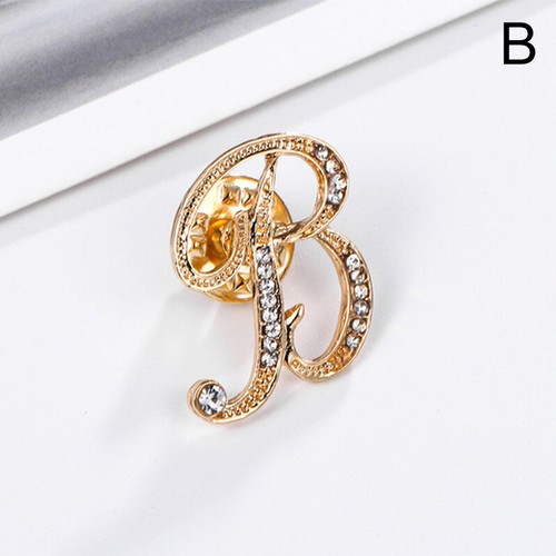 Women Shiny Crystal Rhinestones 26 Letters Brooch Pin Jewelry Wedding/Party Gift - Picture 12 of 34